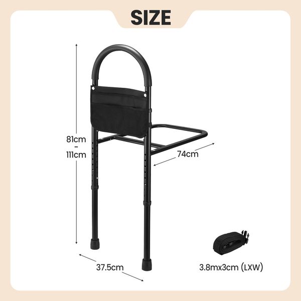 Bed Safety Rail Bedside Mobility Aid Support Guard Medical Assist Handle Grab Bar for Elderly Handicap with Strap Bag