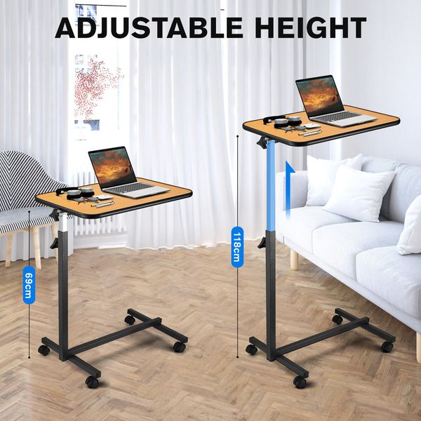 Bedside Overbed Table Sofa Side End Laptop Modern Couch Desk Mobile Tilting Rolling Computer Cart Adjustable Workstation