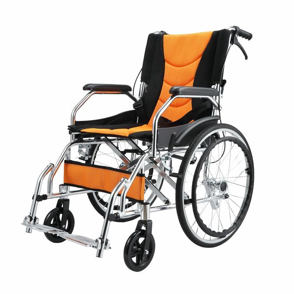 Mobility Wheelchair 20Inch Folding Lightweight Aluminium Medical Aid Equipment Portable Transport Travel Handbrakes