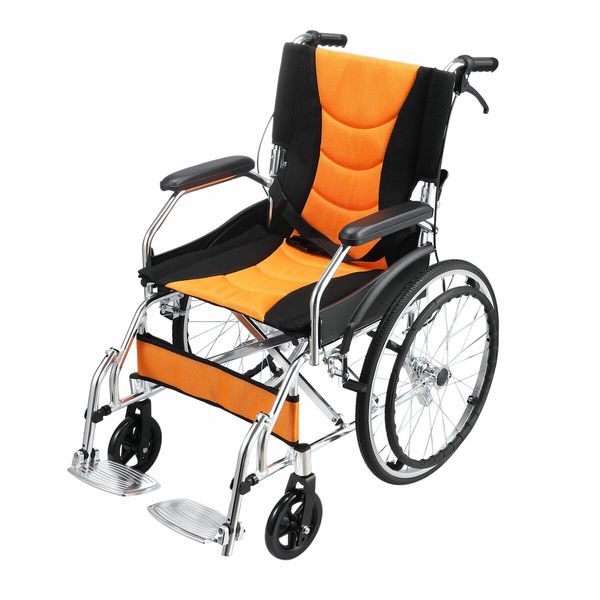 Mobility Wheelchair 20Inch Folding Lightweight Aluminium Medical Aid Equipment Portable Transport Travel Handbrakes