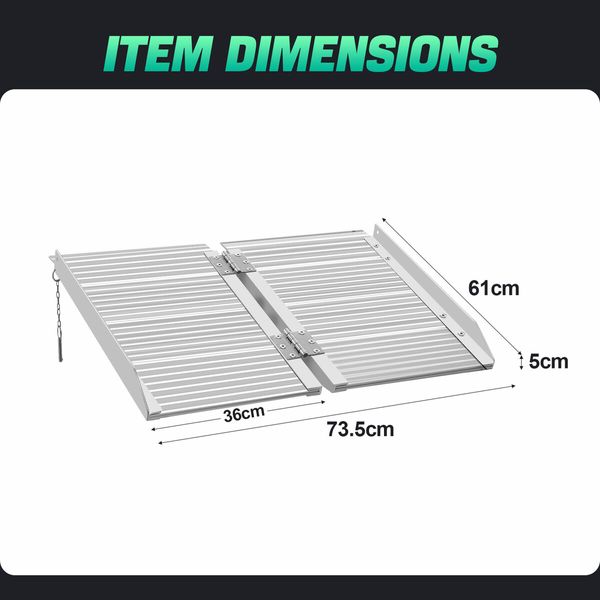 Wheelchair Ramp Steps Stairs Folding Portable Threshold Mobility Aid Handicap 270kg Aluminium Loading Access 61x73.5cm