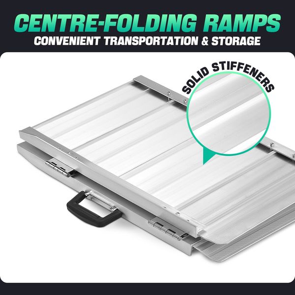 Wheelchair Ramp Steps Stairs Folding Portable Threshold Mobility Aid Handicap 270kg Aluminium Loading Access 61x73.5cm