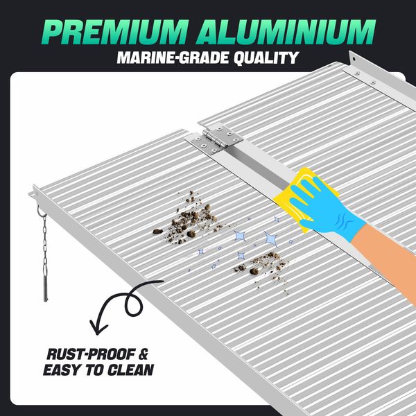 Folding Wheelchair Ramp 152.5x73.5cm Portable Threshold Mobility Aid Steps Handicap 270kg Aluminium Loading Access