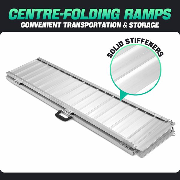 Folding Wheelchair Ramp 152.5x73.5cm Portable Threshold Mobility Aid Steps Handicap 270kg Aluminium Loading Access