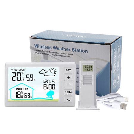 Digital Wireless Thermometer Hygrometer Indoor Outdoor High Precision Large LCD Backlight Clock Calendar