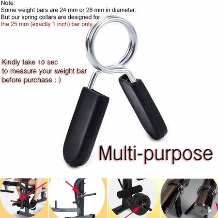 Spring Clip Collars,1Inch 25mm for Smooth Dumbbell Handle or Standard Weightlifting Barbell (4 Pack)