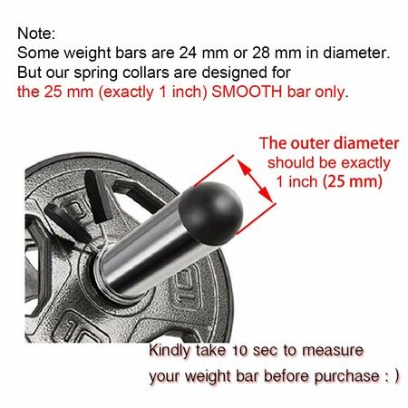 Spring Clip Collars,1Inch 25mm for Smooth Dumbbell Handle or Standard Weightlifting Barbell (4 Pack)