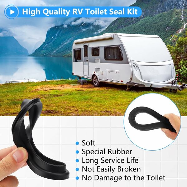 RV Toilet Seal, Replace 385311652 RV Toilet Seal Kit and 385311658 RV Toilet Flush Seal, Compatible with Dometic 300/310/320 Toilet