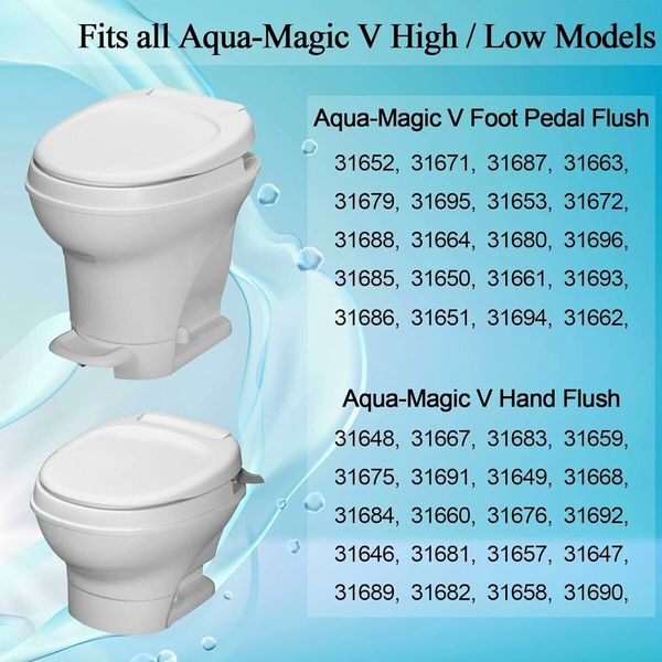 31705 RV Toilet Valve Replacement Kit Compatible with Thetford RV Toilet Part, fits all Aqua Magic V High and Low Models Such as 31688 31687