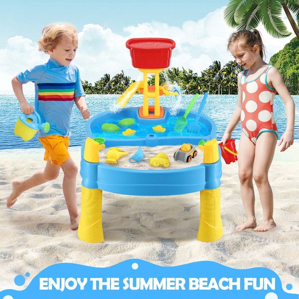 Sand Water Table Sandpit Play Ground Activity Centre Playset Kids Pretend Pool Toys Beach Park Outdoor Waterplay Station