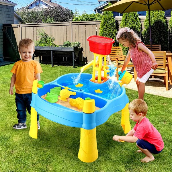 Sand Water Table Sandpit Play Ground Activity Centre Playset Kids Pretend Pool Toys Beach Park Outdoor Waterplay Station