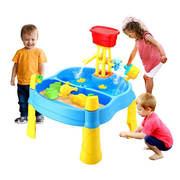 Sand Water Table Sandpit Play Ground Activity Centre Playset Kids Pretend Pool Toys Beach Park Outdoor Waterplay Station