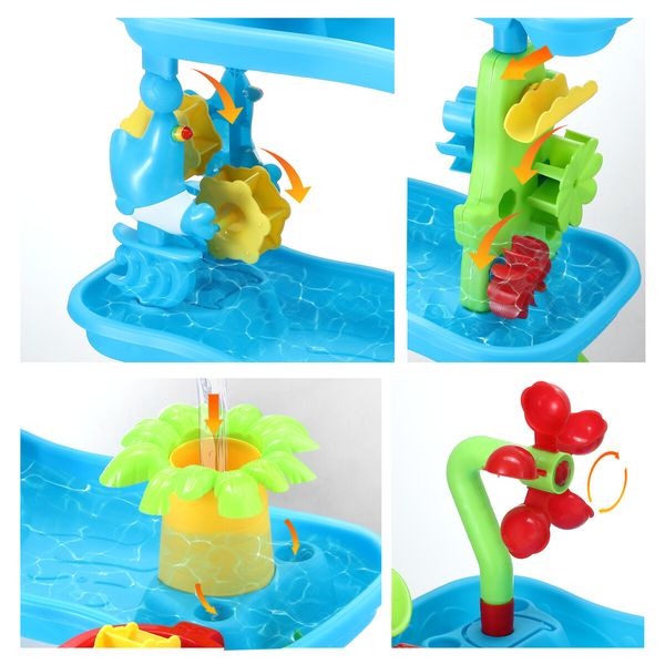 Sand Water Play Table 5 Tier Waterfall Pool Toys Sandpit Education Beach Activity Summer Outdoor Backyard Kids Playset