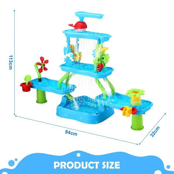 Sand Water Play Table 5 Tier Waterfall Pool Toys Sandpit Education Beach Activity Summer Outdoor Backyard Kids Playset