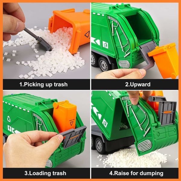 Remote Control Garbage Truck Toys, 6 Channel RC Waste Management Garbage Truck, 2.4Ghz Recycling Trash Truck Toys for Boys and Girls