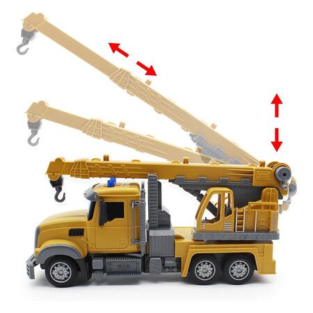 Remote Control Large Crane Truck 7 Channel Electric Construction Vehicles, Rechargeable Batteries, Lights and Sounds RC Crane Truck Toy for Kids Boys Gift