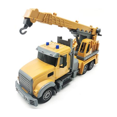 Remote Control Large Crane Truck 7 Channel Electric Construction Vehicles, Rechargeable Batteries, Lights and Sounds RC Crane Truck Toy for Kids Boys Gift