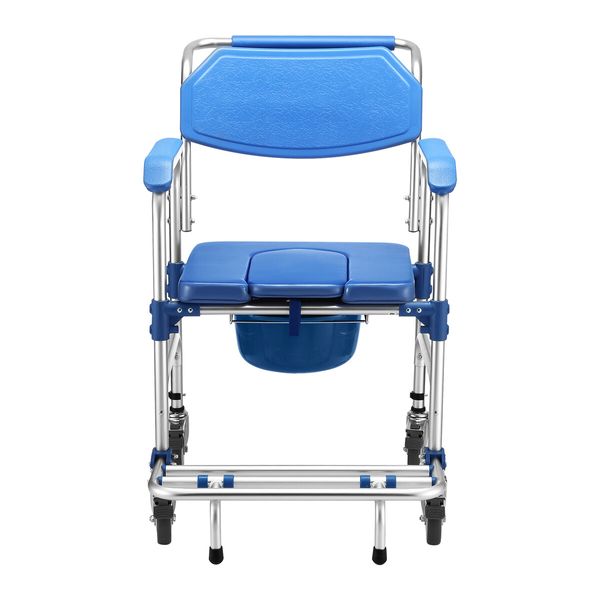 Commode Shower Chair Toilet Seat Wheelchair 3in1 Bath Stool Bathroom Bedside Mobility Raised Seating Furniture with Arms