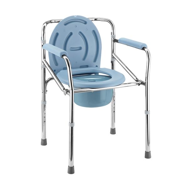 Commode Shower Chair Toilet Seat 3in1 Wheelchair Bath Stool Bedside Adjustable Seating Medical Elderly Aid with Arms