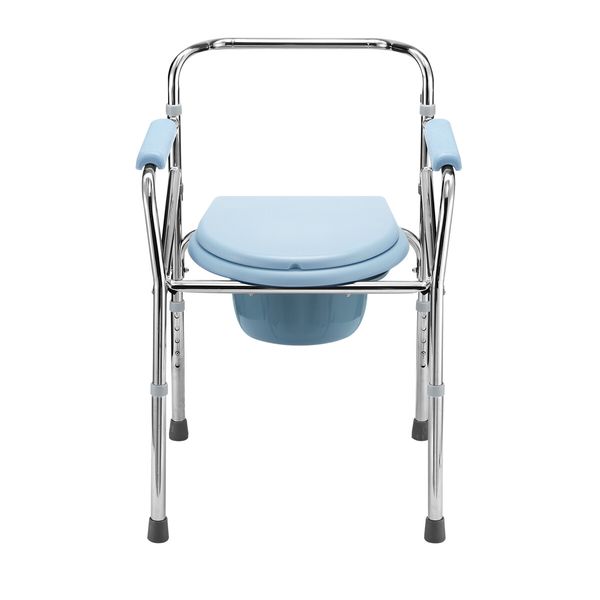 Commode Shower Chair Toilet Seat 3in1 Wheelchair Bath Stool Bedside Adjustable Seating Medical Elderly Aid with Arms