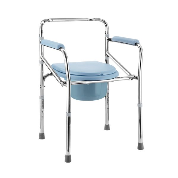 Commode Shower Chair Toilet Seat 3in1 Wheelchair Bath Stool Bedside Adjustable Seating Medical Elderly Aid with Arms