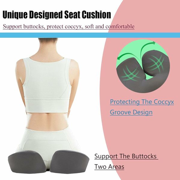 Seat Cushion Pressure Relief Butt Pillow for Long Sitting, Memory Foam Coccyx Cushion for Tailbone Relief , Comfort Seat Cushions for Office Chairs, Wheelchair, Car