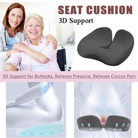 Seat Cushion Pressure Relief Butt Pillow for Long Sitting, Memory Foam Coccyx Cushion for Tailbone Relief , Comfort Seat Cushions for Office Chairs, Wheelchair, Car