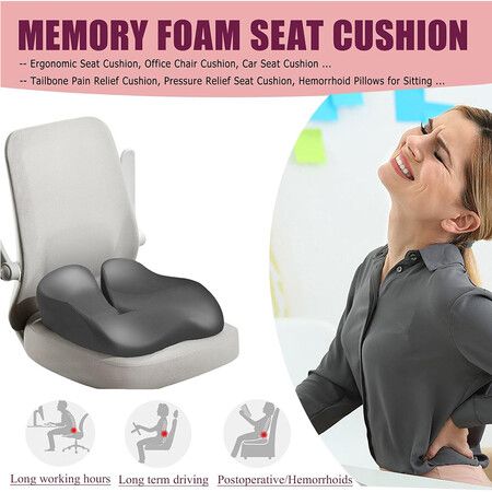 Seat Cushion Pressure Relief Butt Pillow for Long Sitting, Memory Foam Coccyx Cushion for Tailbone Relief , Comfort Seat Cushions for Office Chairs, Wheelchair, Car