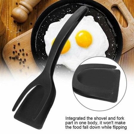 2 in 1 Fried Egg Clip Shovel Non-Stick Kitchen Silicone Spatula Omelette Toast Bacon Clamp Frying Steak Kitchen Accessories