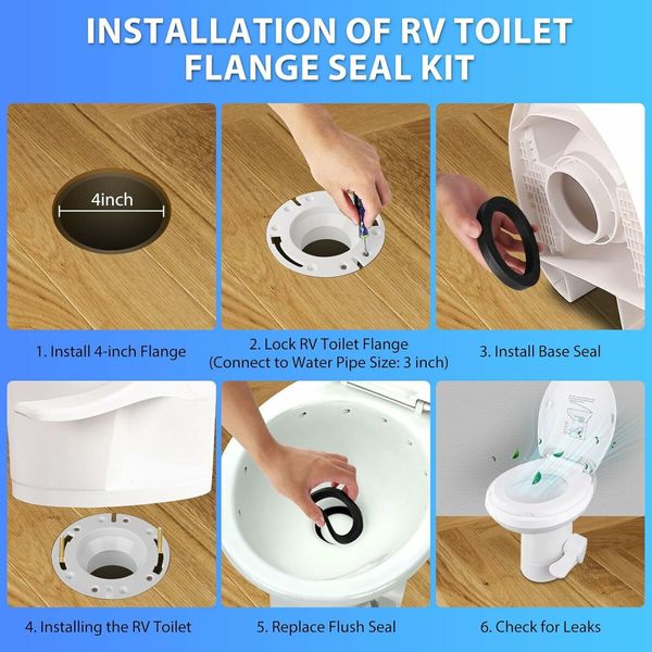 3 in 1 RV Toilet Seal Kit, 385345892 Toilet Socket Floor Flange Kit for RV 300, 310, 320 RV Toilets, Toilet Replacement Seal for RVs, Boats