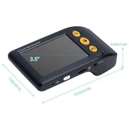 3.5 Inch Electronic Portable Video Aids Digital Magnifier Handheld Low Vision Reading Magnifier for Students, The Elderly in Reading, Newspapers, 2X to 25X Zoom, AV or TV Output, Black