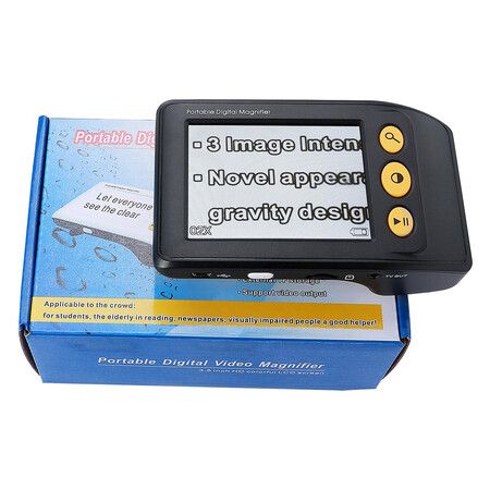 3.5 Inch Electronic Portable Video Aids Digital Magnifier Handheld Low Vision Reading Magnifier for Students, The Elderly in Reading, Newspapers, 2X to 25X Zoom, AV or TV Output, Black