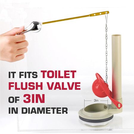 2Pcs Toilet Flapper for TOTO Flapper Model THU138S, Stainless Steel Chain and Hook, Red