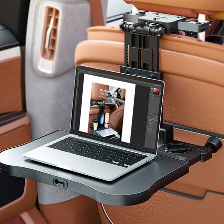 Car Seat Tray, Car Backseat Table Tray for Laptop Working on The Road with Non Slip Mat