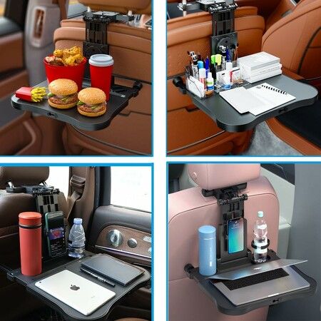 Car Seat Tray, Car Backseat Table Tray for Laptop Working on The Road with Non Slip Mat