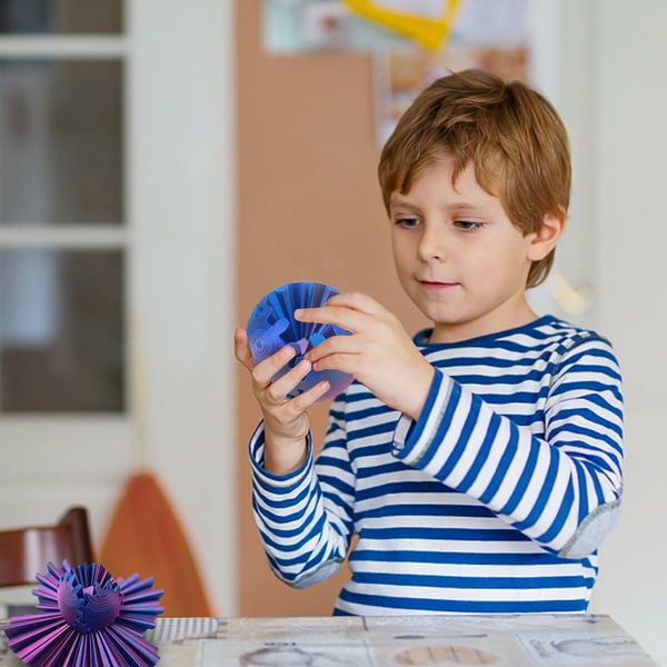 3D Printed Gear Ball Spin Ball Fidget Toy,Gear Ball Fidget Toy,Stress Ball,Desk Toy For Stressand Anxiety Relaxing (Blue And Red)