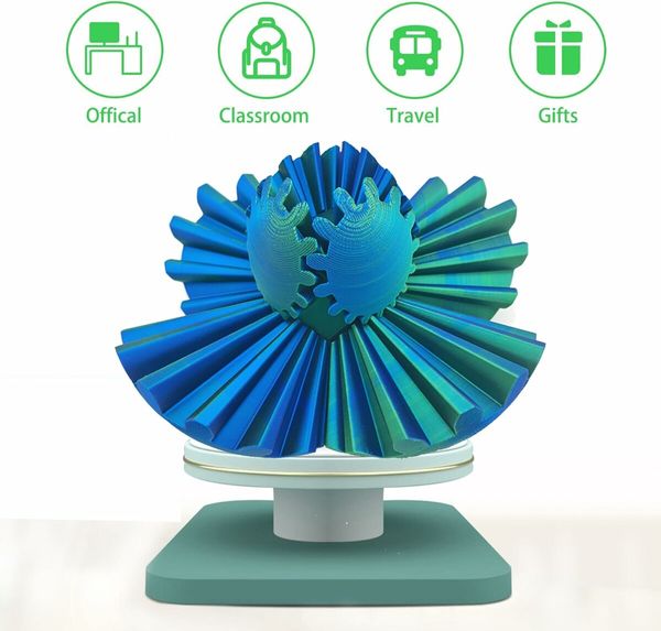 3D Printed Gear Ball Spin Ball Fidget Toy,Gear Ball Fidget Toy,Stress Ball,Desk Toy For Stressand Anxiety Relaxing (Blue And Green)