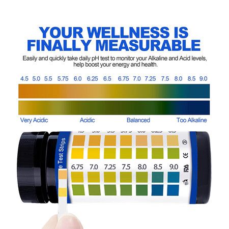 PH Test Strips for Urine & Saliva, Monitor pH Level (4.5-9.0ppm), Easy to Test Alkaline and Acid Levels