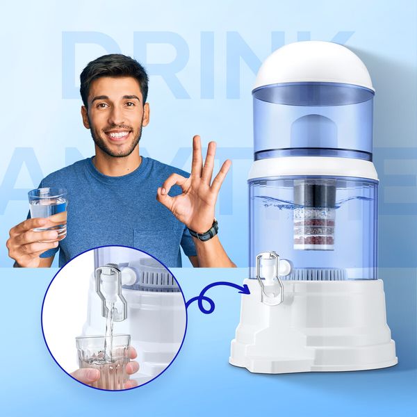 8 Stages Water Filter 16L Filtration Dispenser Countertop Home Office Mineral Carbon Ceramic Purifier System