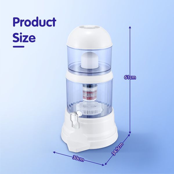 8 Stages Water Filter 16L Filtration Dispenser Countertop Home Office Mineral Carbon Ceramic Purifier System