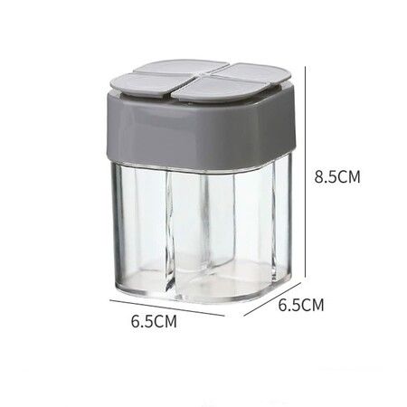 2 PCS 4 in 1 Plastic Salt Pepper Shaker 4 Grids Flip Spice Dispensers for Home Kitchen Camping Picnic Outdoor Barbecue White Grey