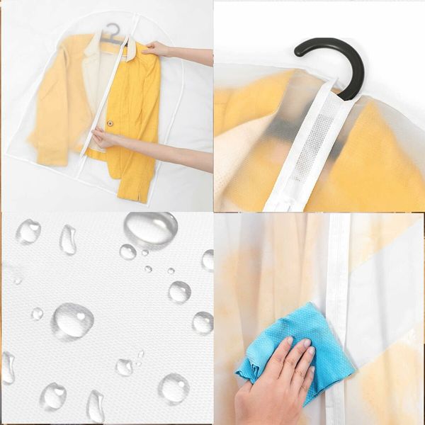 Set of 10 Transparent Thickened Washable PEVA Clothes Dust Covers 5 Medium 60x80 5 Extra Large 60x120 for Coat Suits Hanging