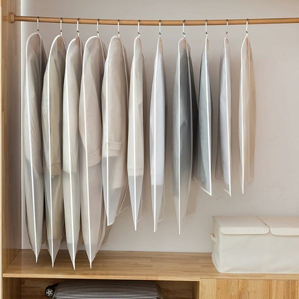 Set of 10 Transparent Thickened Washable PEVA Clothes Dust Covers 5 Medium 60x80 5 Extra Large 60x120 for Coat Suits Hanging