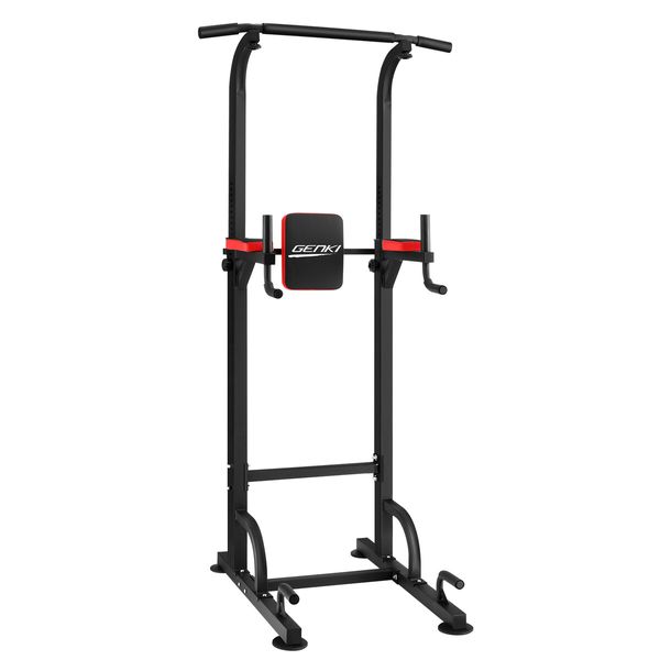 Genki Power Tower Pullup Dip Station ChinUp Bar Push Up Weight Bench Gym Knee Raise Abs Workout Situp Chest Back Exercise