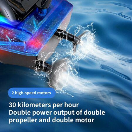 High Speed RC Boat 30+ MPH Fast Remote Control Boat  Rechargeable Battery Storage Package 2.4GHz Electric Boats with LED Lights for Pool Lake