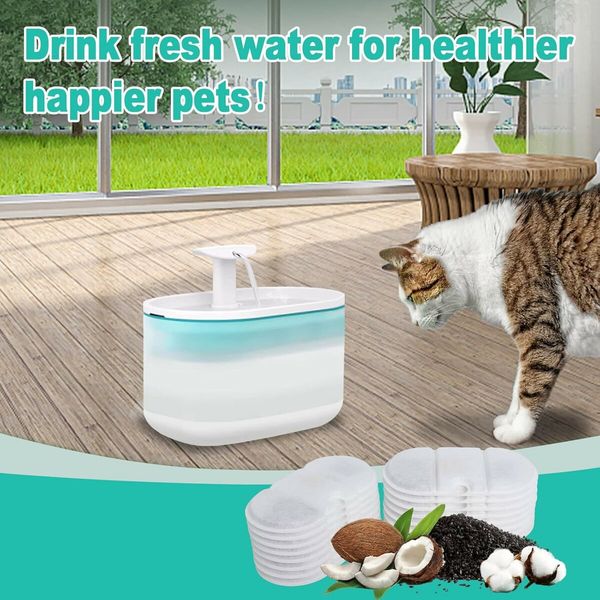 Cat Water Fountain Replacement Filters, 8 Filters and 8 Sponges Compatible with PETLIBRO Pet Fountain