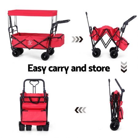 Gardeon Garden Cart with Removable Canopy Red