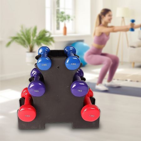 6-Piece Dumbbell Set with Rack