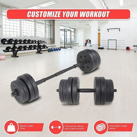 20kg Dumbbell Set Home Gym Fitness Exercise Weights Bar Plate