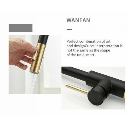 2023 Brushed Gold Spout Matte Black pull out with spray function kitchen mixer tap faucet